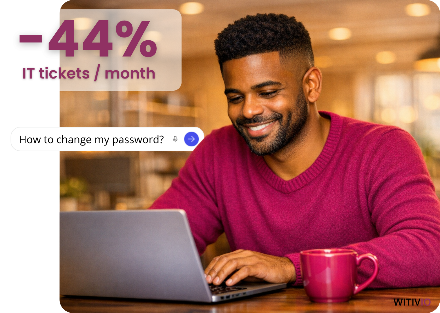 IT support professional calmly working at his desk with a headset in a warm modern office