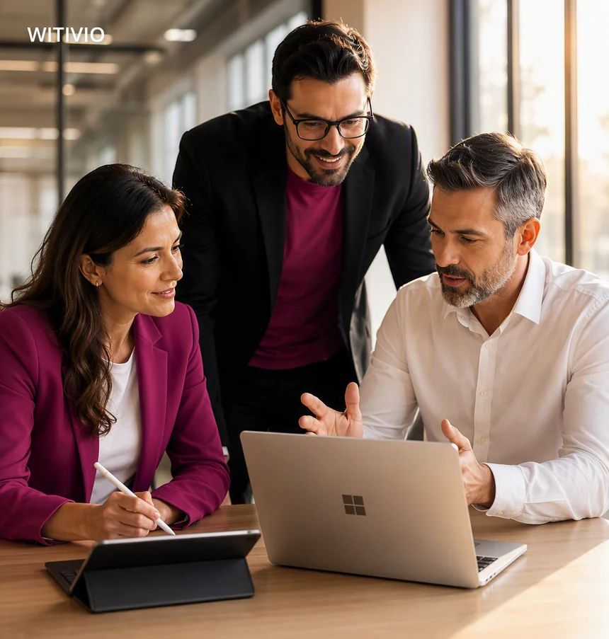 Équipe Witivio examinant ensemble un déploiement Copilot Factory dans Microsoft 365